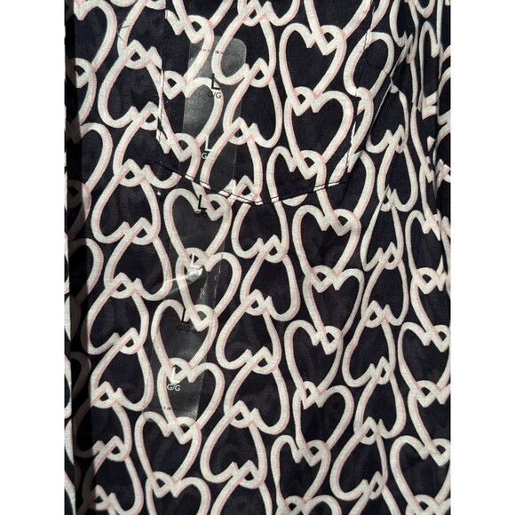 🩷 NEW TOMMY HILFIGER VALENTINES Heart Print Roll-Tab Sleeve Button-Down Shirt L - Picture 9 of 10